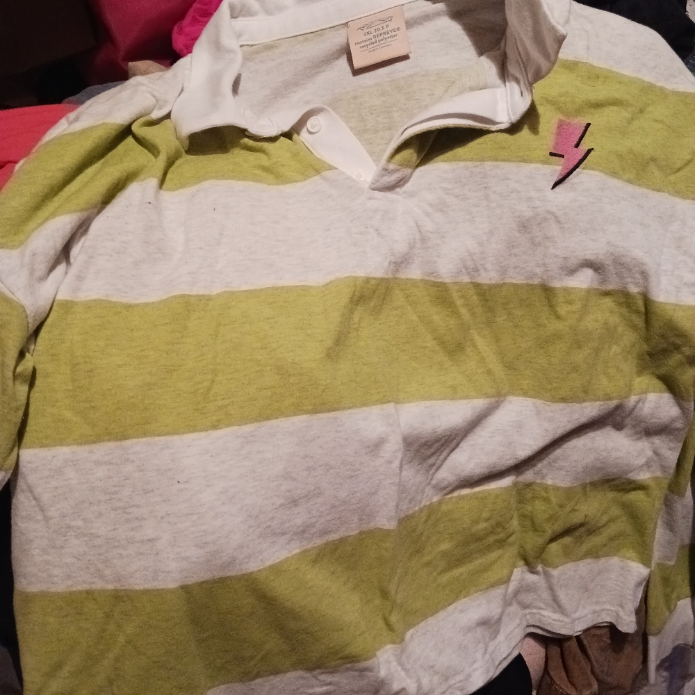 Striped Green and White Kids Shirt